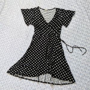Black and White Polka Dot Wrap Dress